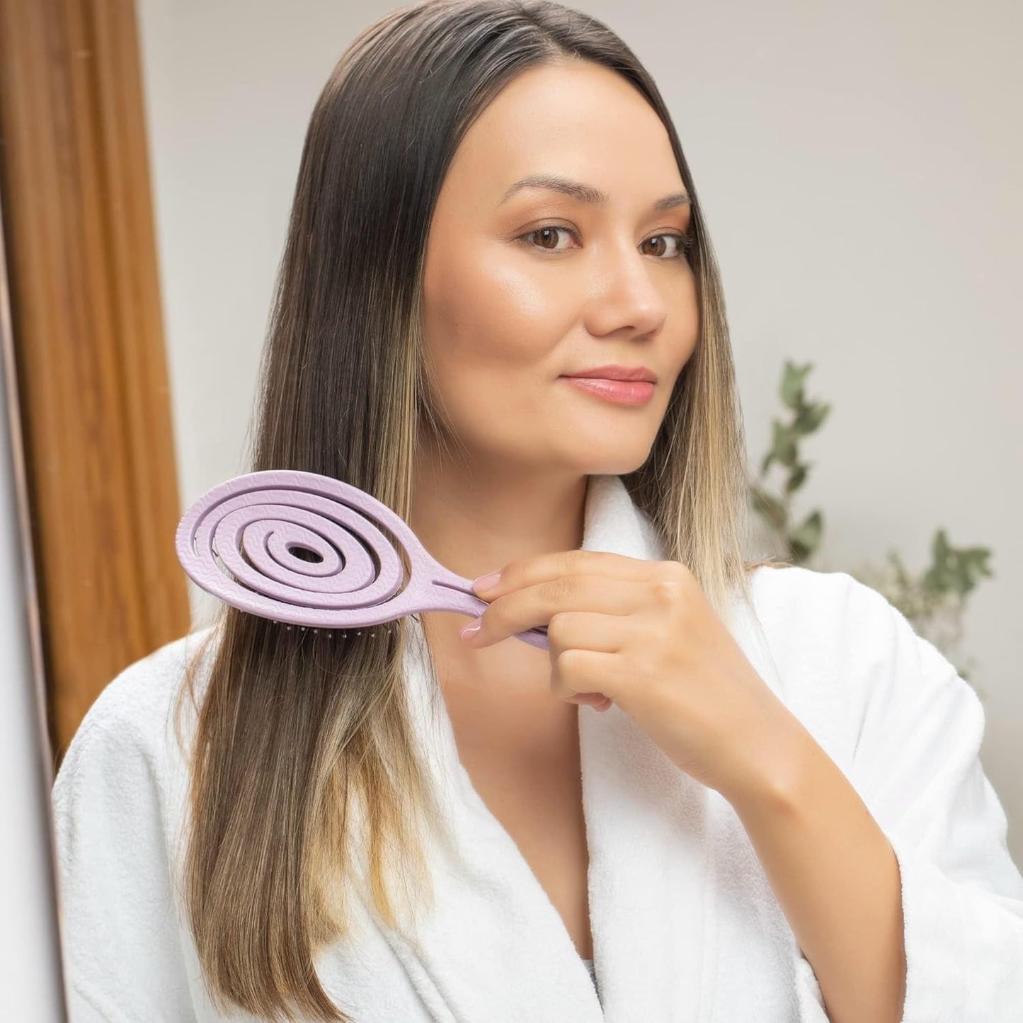 Ninabella Spiral Hairbrush - Detangle Hair Brush - For Brushing Wet or Blow Dry Hair - Detangler Vent Brush - Gray