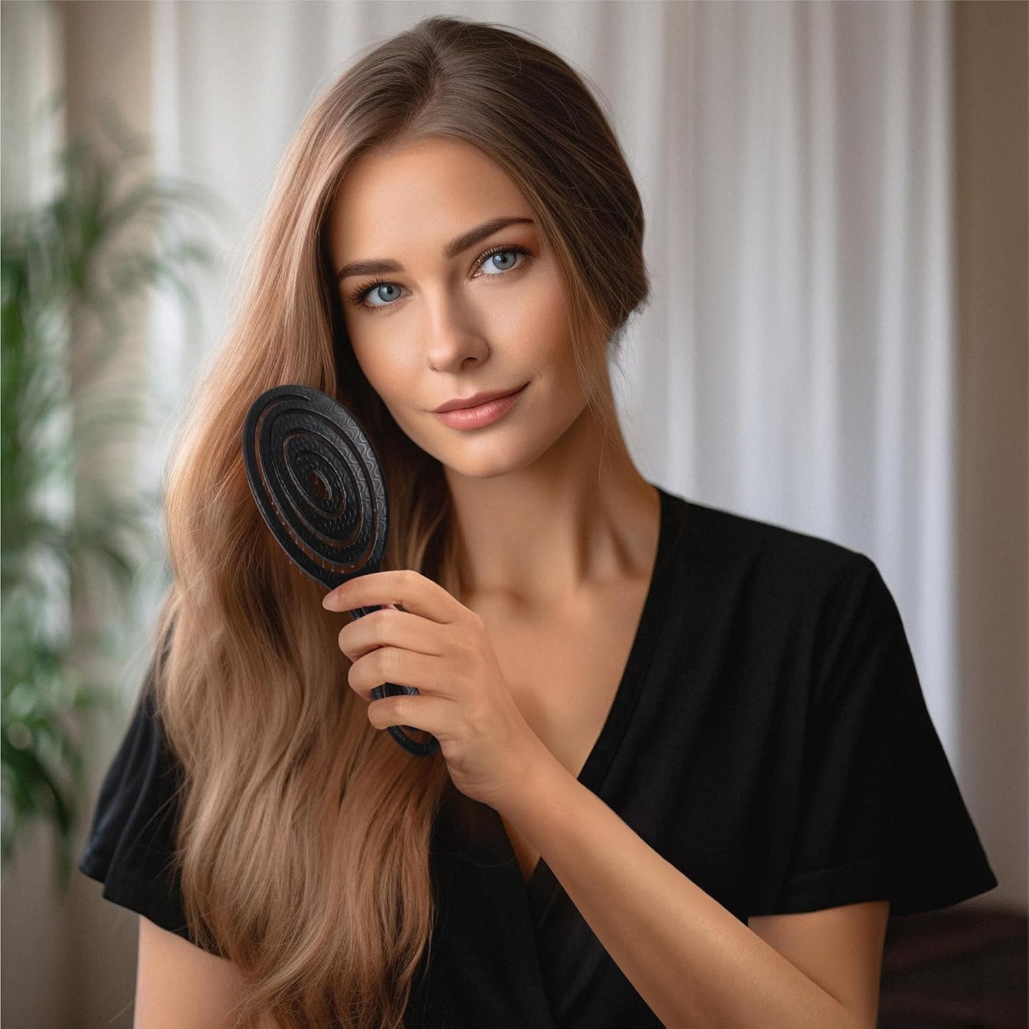 Ninabella Spiral Hairbrush - Detangle Hair Brush - For Brushing Wet or Blow Dry Hair - Detangler Vent Brush - Gray