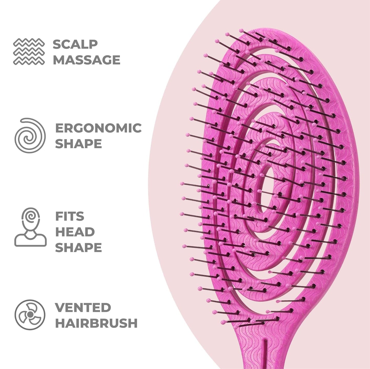 Ninabella Spiral Hairbrush - Detangle Hair Brush - For Brushing Wet or Blow Dry Hair - Detangler Vent Brush - Gray
