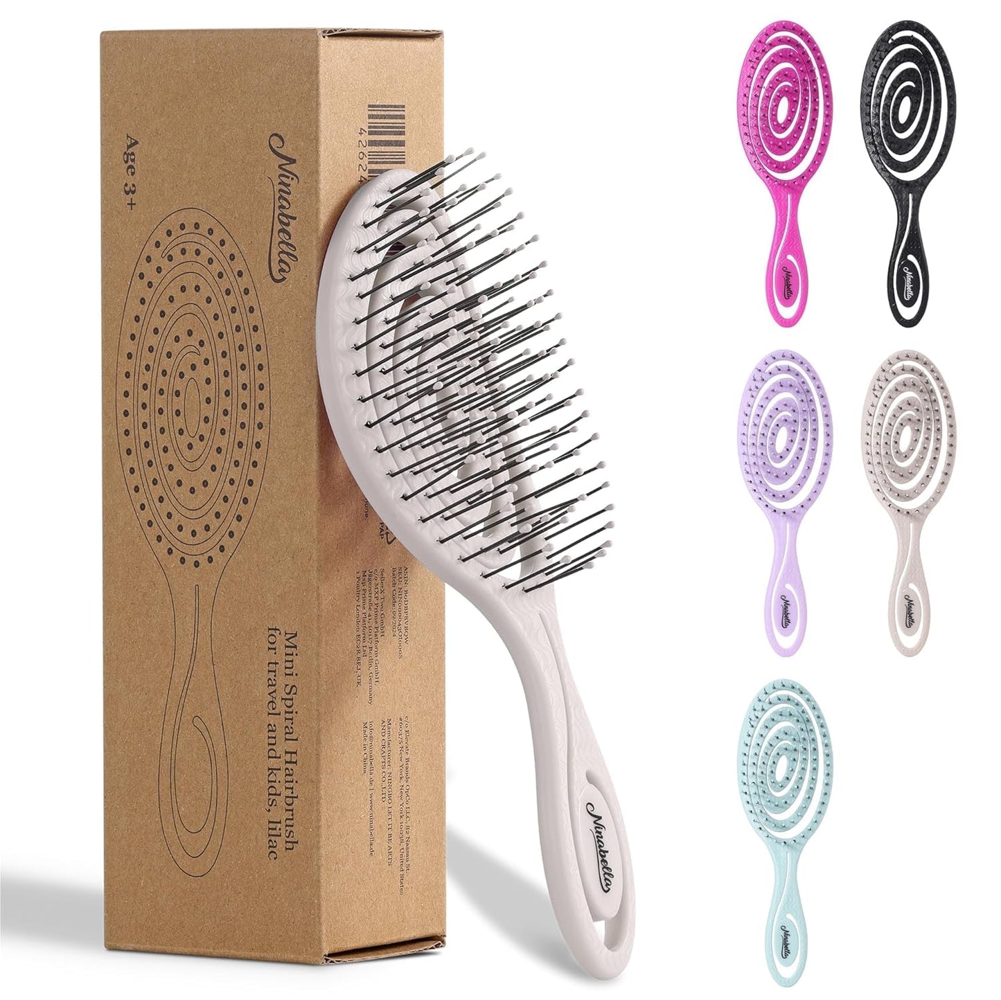 Ninabella Spiral Hairbrush - Detangle Hair Brush - For Brushing Wet or Blow Dry Hair - Detangler Vent Brush - Gray