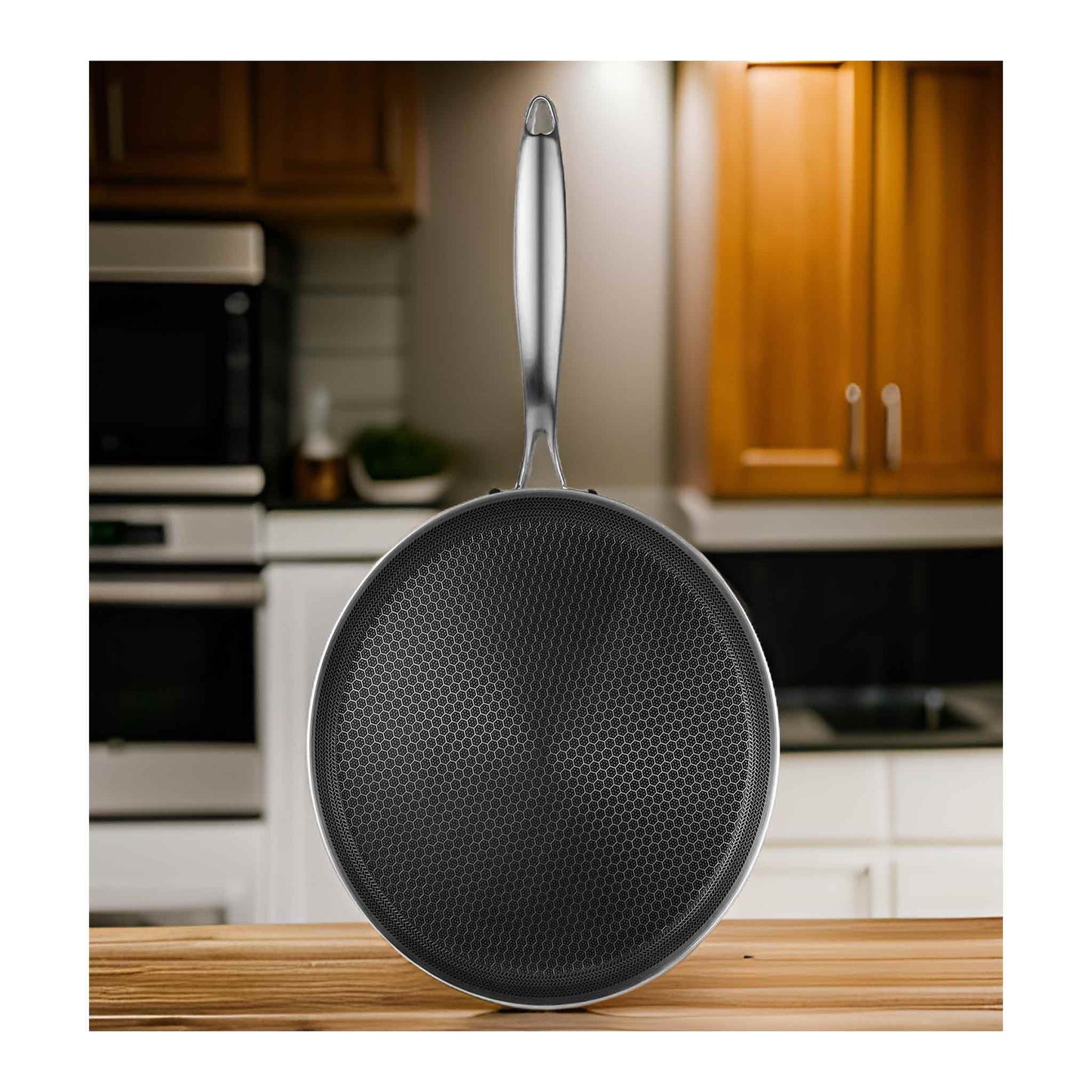 Cheffinger Bratpfanne – 28 cm – Edelstahl – Wabenstruktur – Induktion