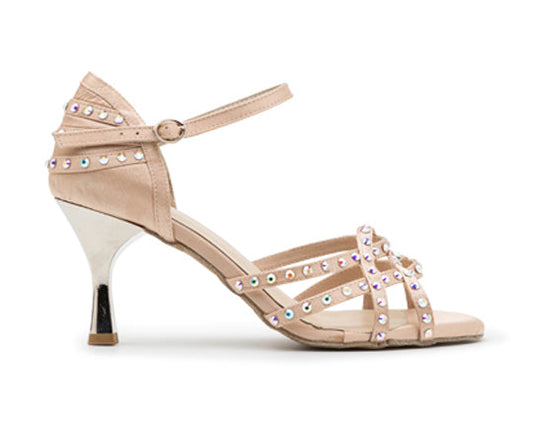 Talita Tanzschuhe in Cream Satin mit Swarowski Steinen