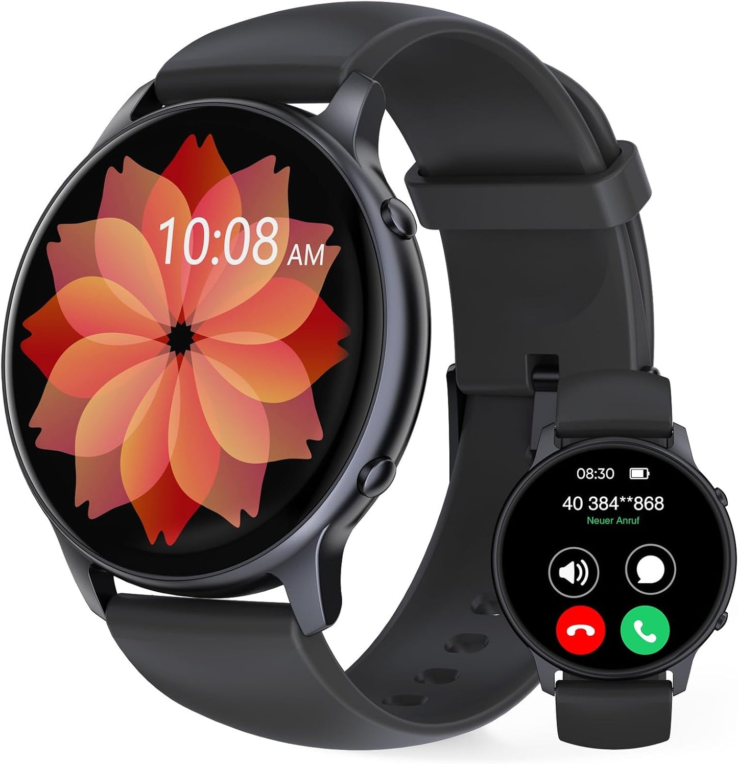 TUYOMA Smartwatch Damen, 1,3 Zoll Touchscreen Fitnessuhr Damen, IP68 Wasserdicht Sportuhr Schrittzähler mit Herzfrequenz, SpO2, Schlafmonitor, für iOS und Android