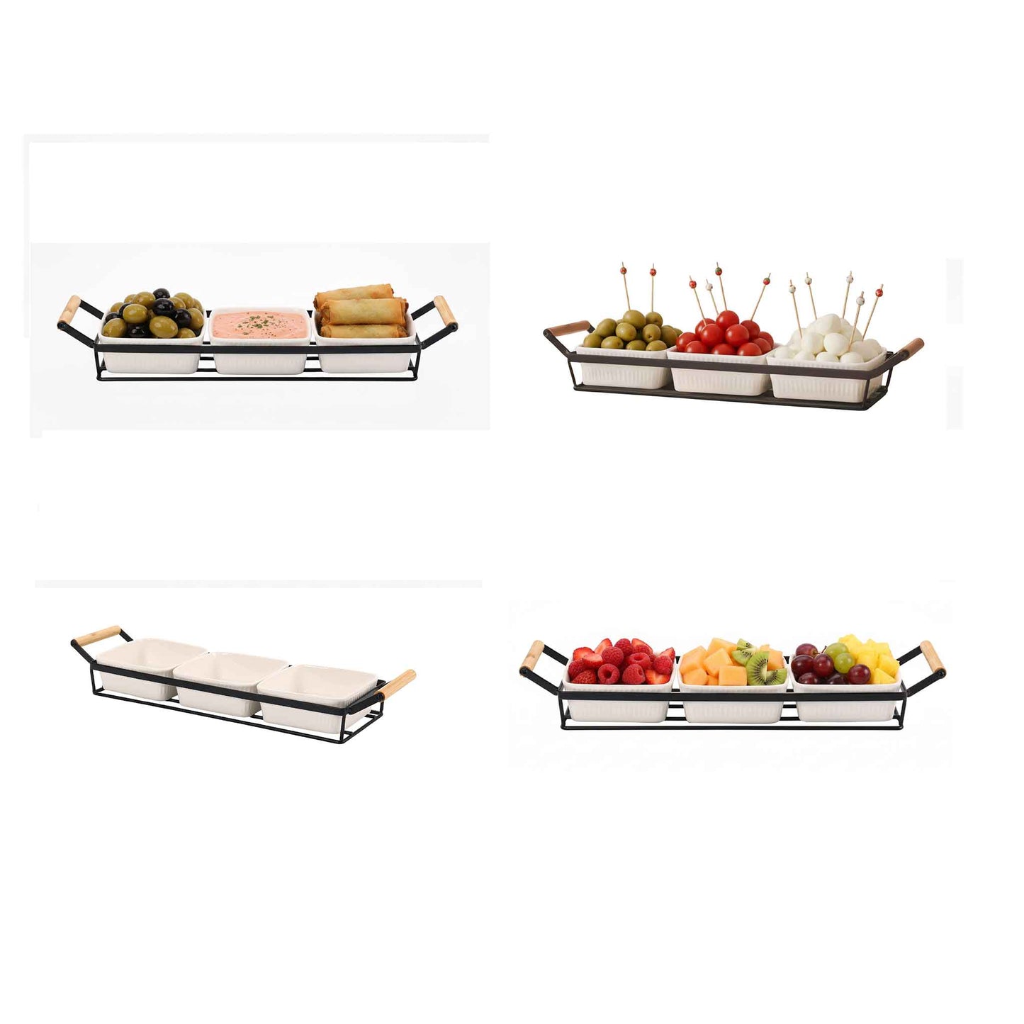CF-5004-Servierset 4-tlg Keramik Schalen Snacks Dips  Antipasti
