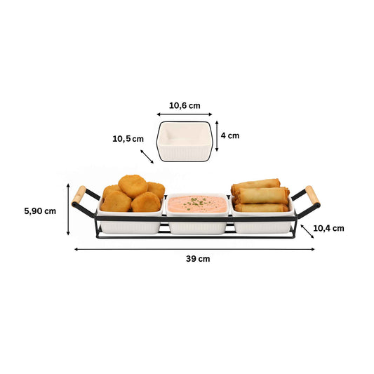 CF-5004-Servierset 4-tlg Keramik Schalen Snacks Dips  Antipasti