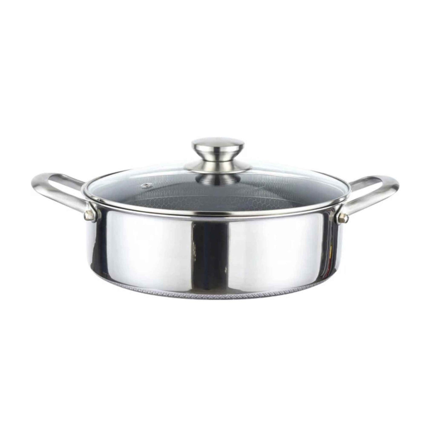 Cheffinger Bräter mit Deckel – 28 cm – Edelstahl – Wabenmuster – Induktionsgeeignet-PSC28