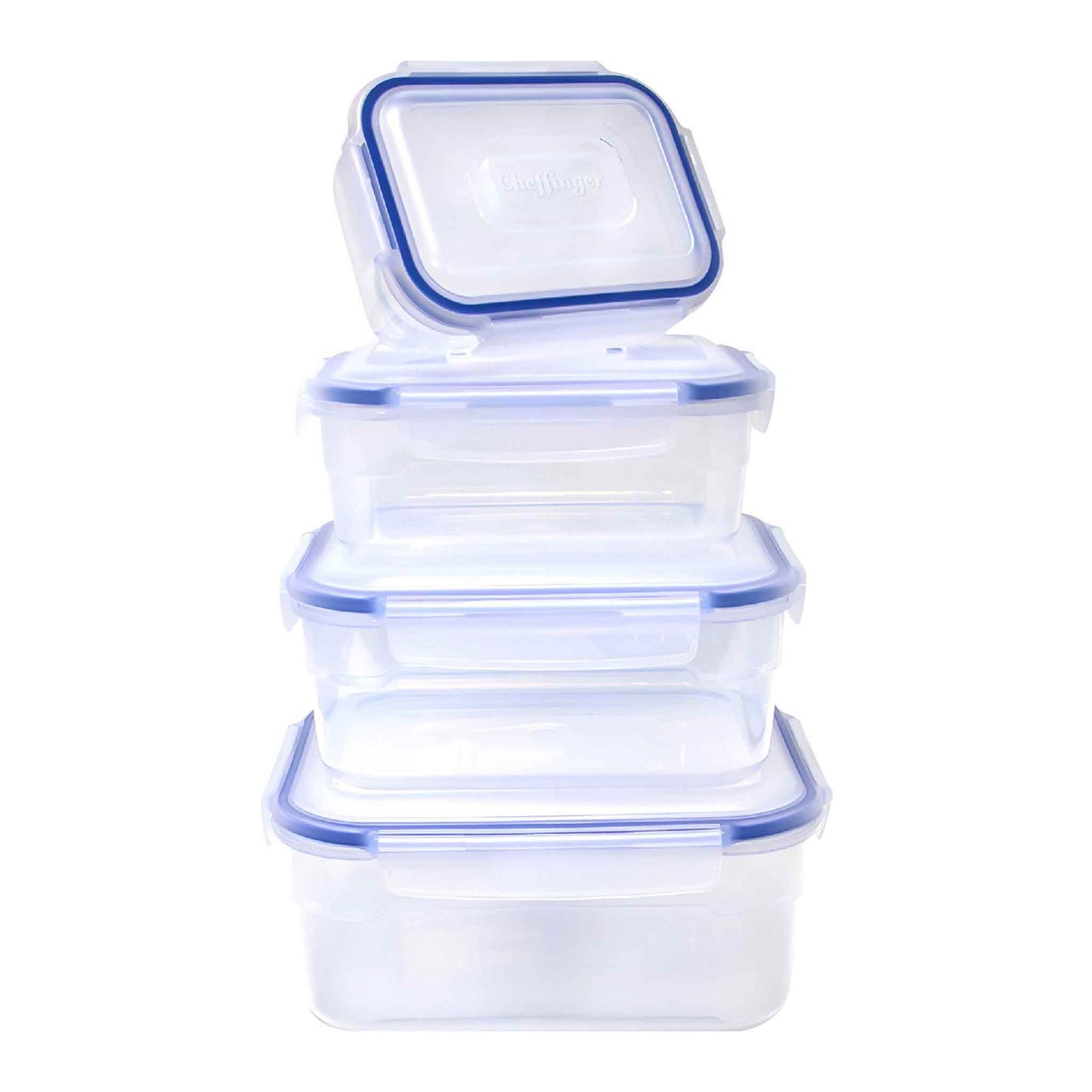 Cheffinger, Set mit 4 kompakten, stapelbaren Aufbewahrungsboxen, transparent