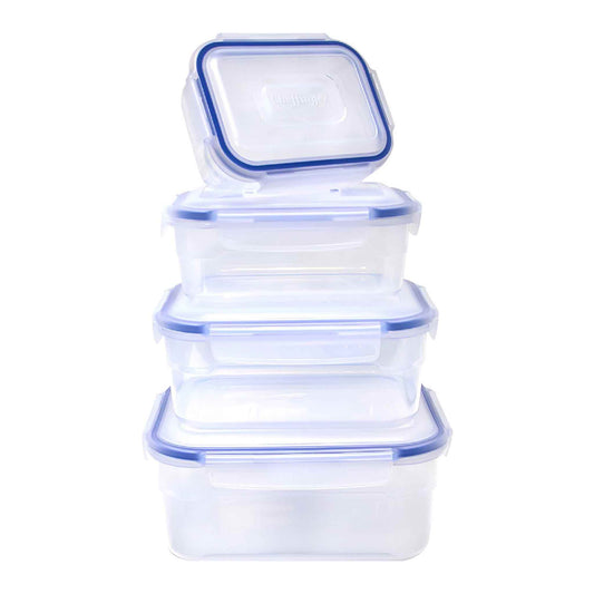 Cheffinger, Set mit 4 kompakten, stapelbaren Aufbewahrungsboxen, transparent