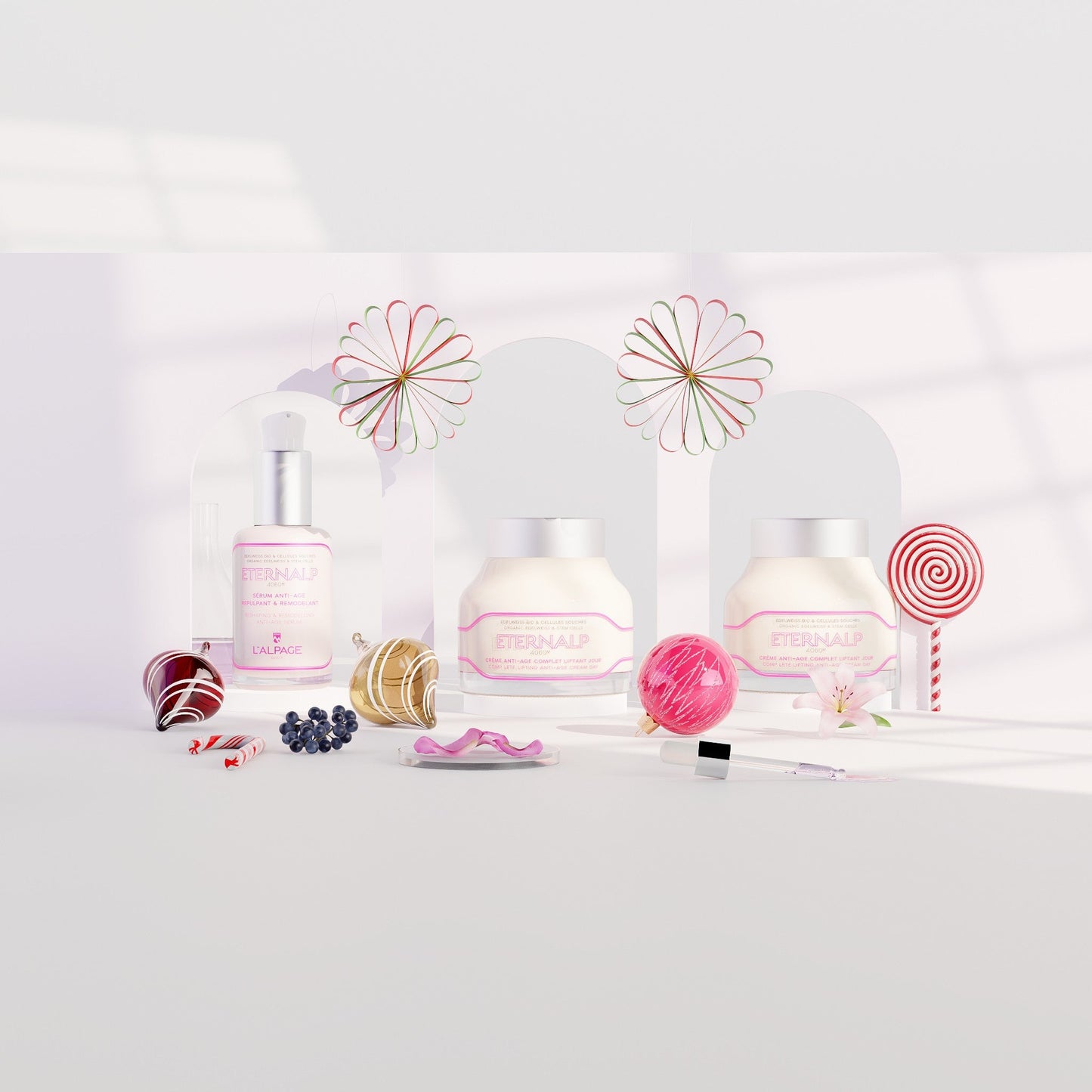 Set ou Coffret Cadeau Trio Crème Anti-Age Liftant Jou 50ml & Crème Nuit 50ml & Sérum Anti-Age Repulpant & Remodelant Eternalp 4060m