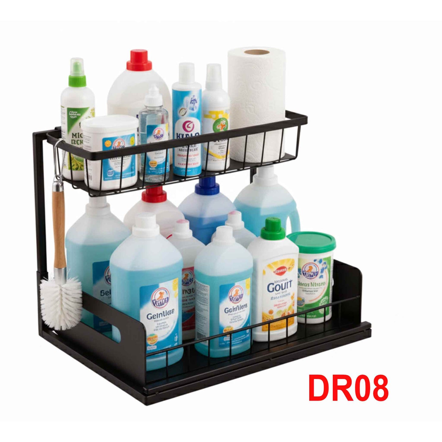DR08-Mehrzweck Unter Waschbecken Regal 2 Etagen Spülschrank Organizer Unterschrankregal Metall Spülbecken Badezimmer Küche