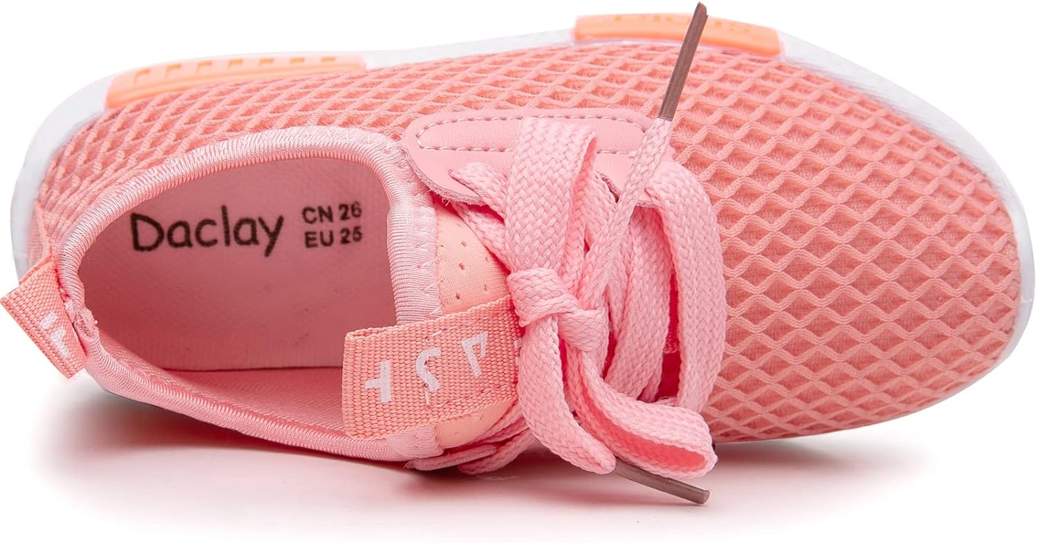 Daclay Kinder Mädchen Sportschuhe Atmungsaktiv Schnürsenkel Sneaker3