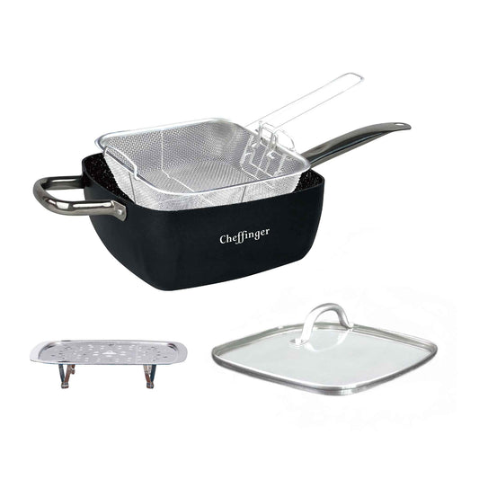 FA04-4 tlg Multi Pfanne Induktion Antihaft Antikratz Deckel Fritteuse braten
