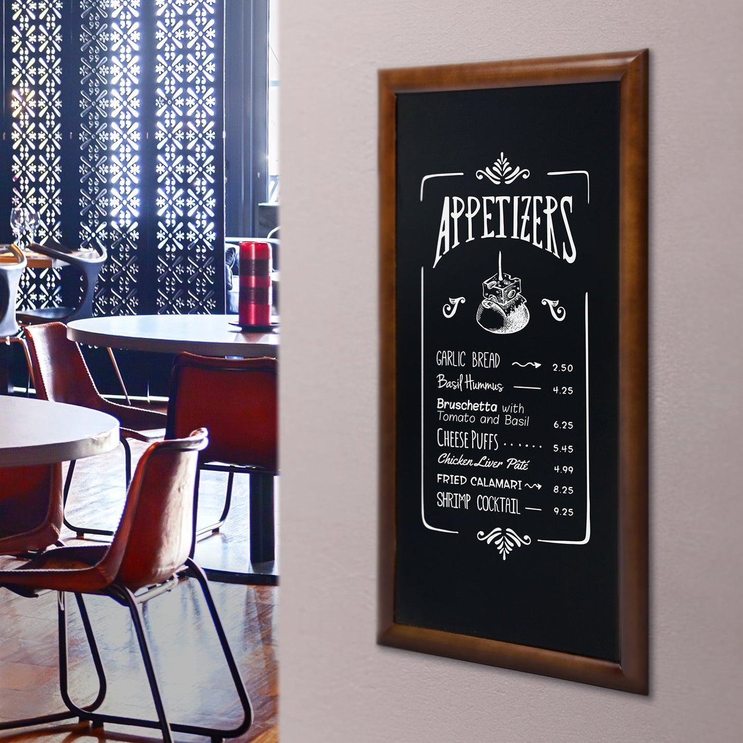 Securit® Wandkreidetafel "Long", Holzrahmen Dunkelbraun, 56x100cm, Outdoor