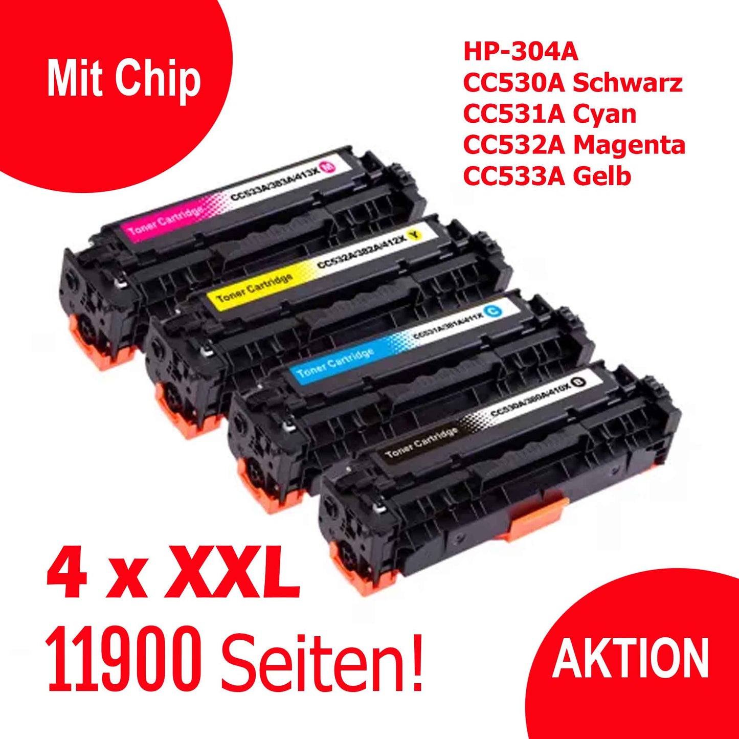 RebuiltH30A, Made in Germany Toner passend zu HP CC530A/ CC531A/ CC532A/ CC533A