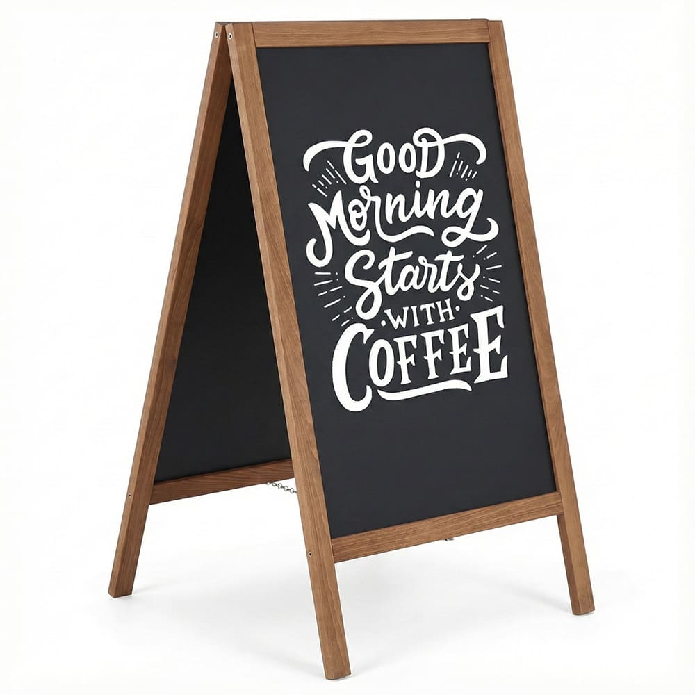 Holz Kundenstopper 95x54cm, Magnetisch, Dunkelbraun, Outdoor