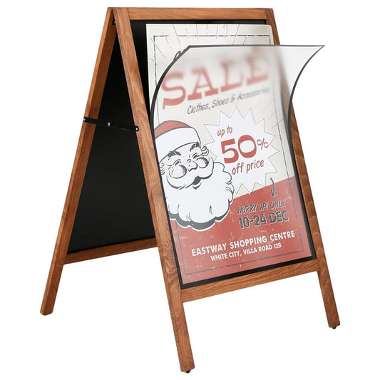 Premium Holz-Kundenstopper A1 – Magnetisch & Wetterfest (Dunkelbraun, Outdoor)