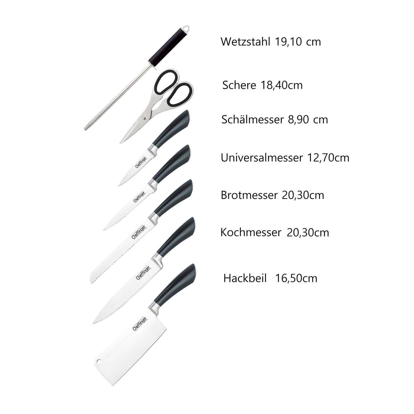 KS03-8 tlg Messerset Kochmesser Messerständer drehbar Edelstahl  Messer Rostfrei