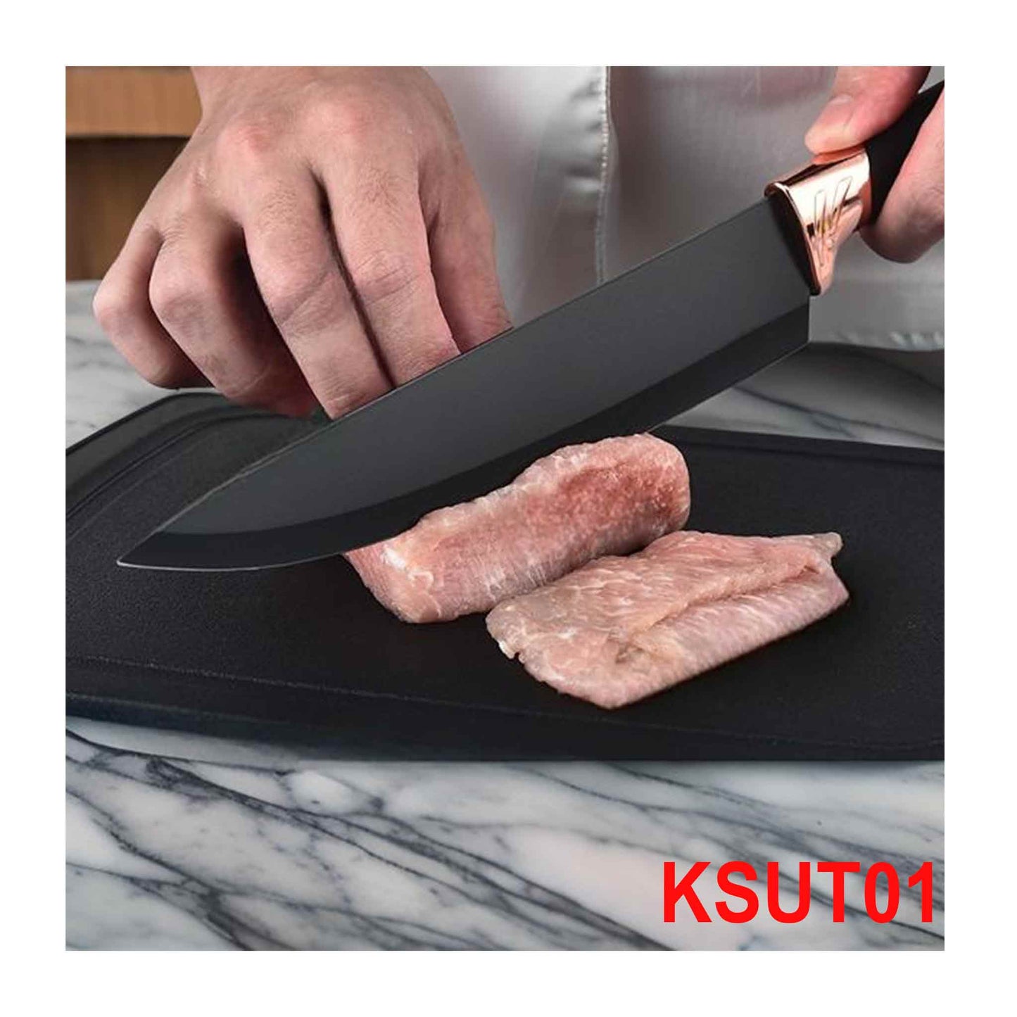 KSUT01-19-tlg Messerset & Küchenhelfer Kochbesteck Set Silikon Holzgriff Schneidebrett