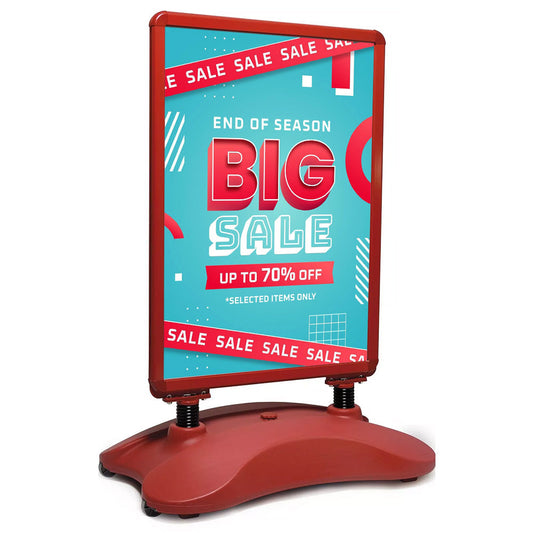 Kundenstopper Alu Classic mit Wassertank, DIN A1, Rot, Outdoor