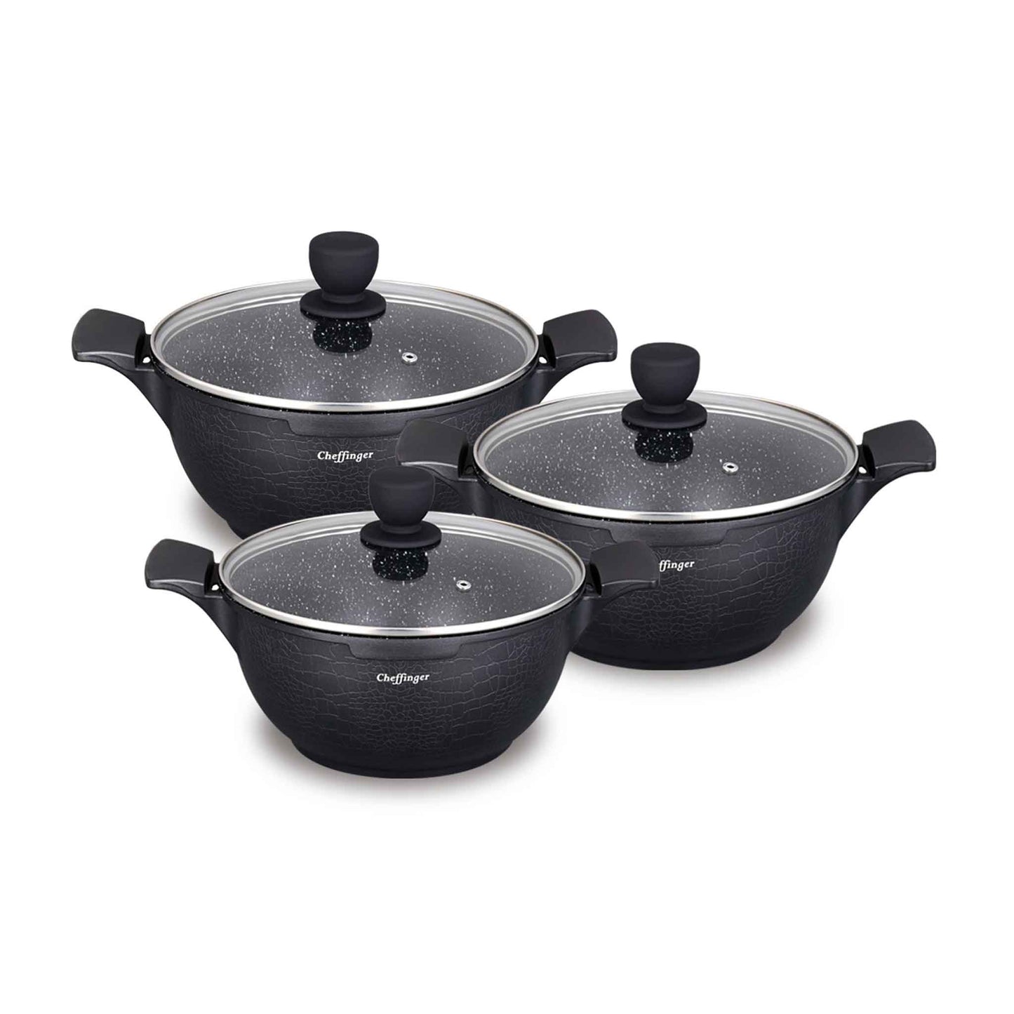 LC01- Kochtopfset 20-24-28cm 6-tlg Topf Induktion Alu Guss  Geschirr