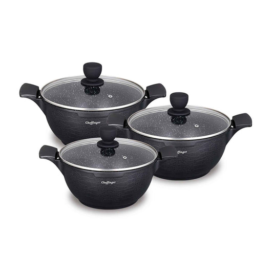 LC01- Kochtopfset 20-24-28cm 6-tlg Topf Induktion Alu Guss  Geschirr