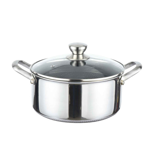 Produktbeschreibung
Suchen Sie einen Schmortopf, der Ihre Kochkünste auf ein neues Niveau hebt? Dann entdecken Sie den Cheffinger Premium Schmortopf – eine echte Bereicherung für jede Küche. Dank seines innovativen Wabendesigns bietet dieses Set eine einzigartige Kombination aus Langlebigkeit, Funktionalität und Stil.

Eine beeindruckende Antihaftbeschichtung

Das Herzstück des Cheffinger Premium Schmortopfs ist seine beeindruckende wabenförmige Antihaftbeschichtung. Dank dieses revolutionären Designs könne