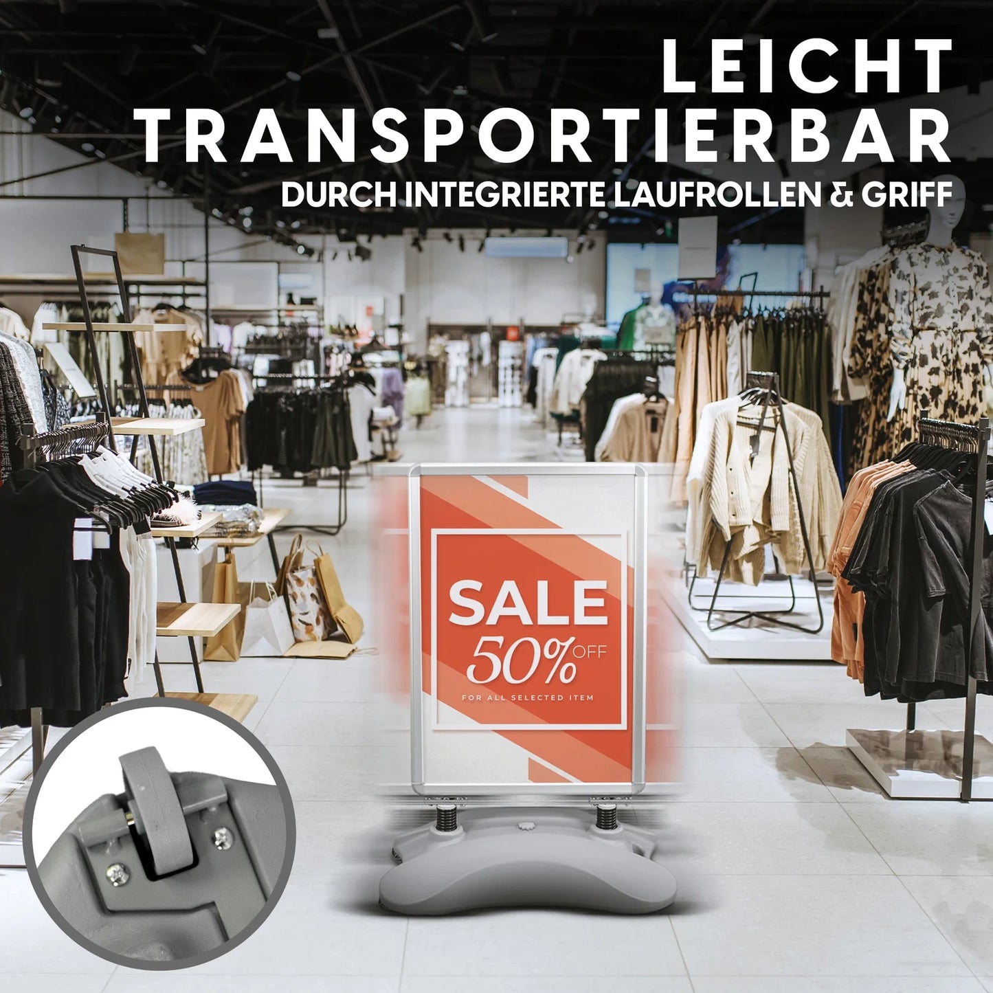 Kundenstopper Alu Classic mit Wassertank, Silber, Outdoor