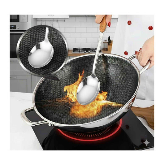PW32-Wok Topf 32cm Edelstahl Wabenstruktur Ø32cm Induktion Anti Haft  Kratzfest Rostfrei