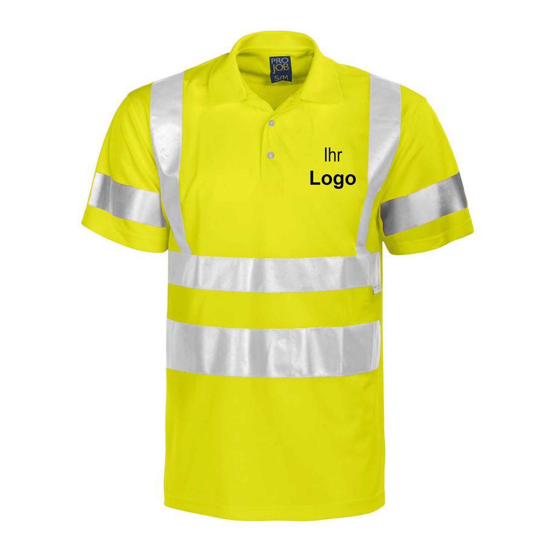 Projob Herren Poloshirt in Warnschutz Farbe, mit Reflektorstreifen, EN ISO 20471 Klasse 3