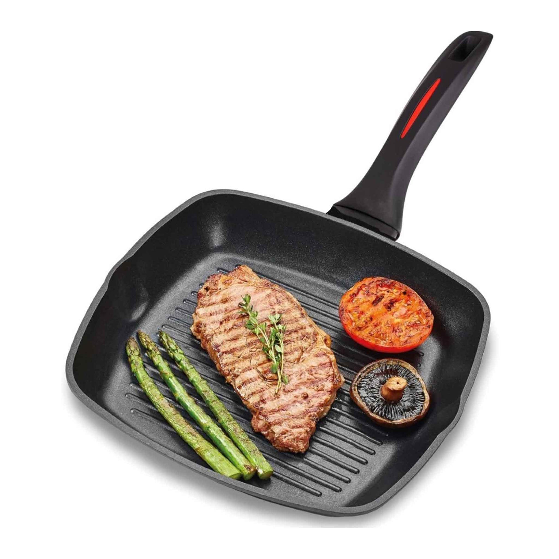Royalty Line® FGN28 Induktionsgrillpfanne – Ø 28 cm – Antihaftbeschichtete Grillpfanne – PFOA- und PTFE-frei – Geeignet für alle Herdarten – Grillpfanne – Schwarz