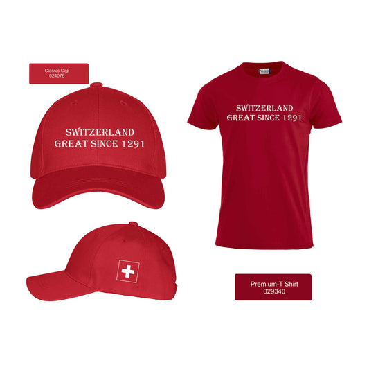 Switzerland Great Since 1291 🇨🇭 T-Shirt & Caps – Inklusive hochwertigem Druck