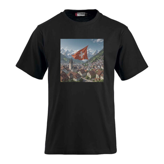 T-Shirt bedrucken - Schweizerische Eleganz, Alpenzauber im Herzen