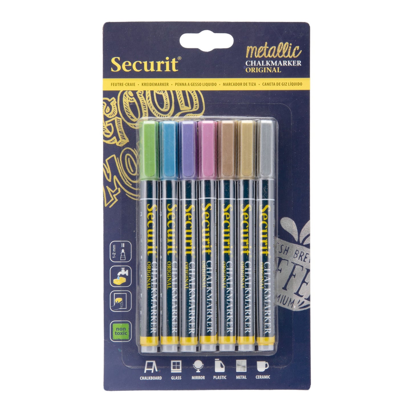 Securit® Kreidemarker, 1-2mm, 7er-Set, Metallisch
