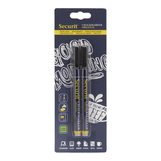 Securit® Kreidemarker, 1-2mm, 2er-Set, Schwarz
