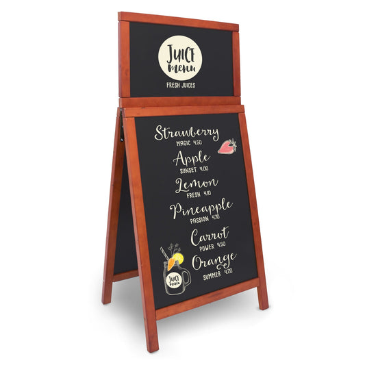 Securit® Holz Kundenstopper mit Topschild, 120x55cm, Mahagoni, Outdoor