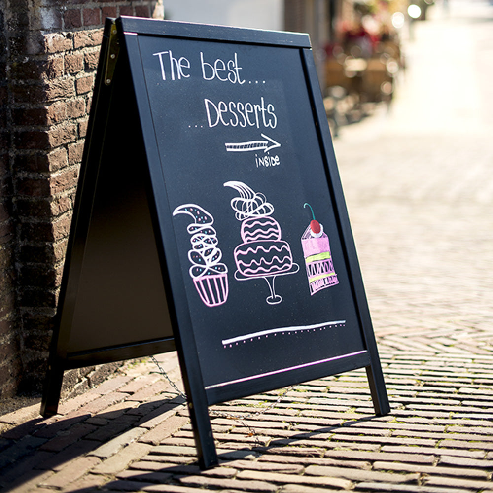 Securit® Holz Kundenstopper 85x55cm, Schwarz, Outdoor