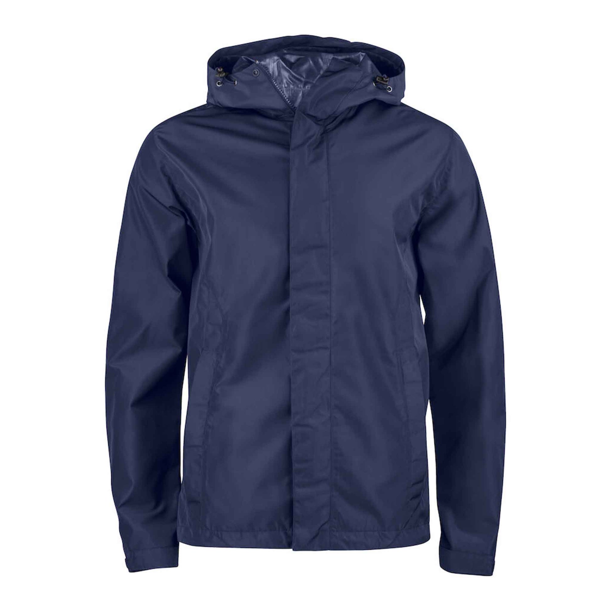 Marine Blaue Jacke mit Logo bedrucken lassen Sportliche und wasserdichte Unisex Regenjacke - Webster