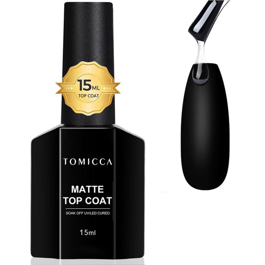 TOMICCA 15ml Matte Top Coat UV Nagellack Gel Für Gelnägel Top Coat Matt Gel Nagellack Nail Art Starter Manicure Salon