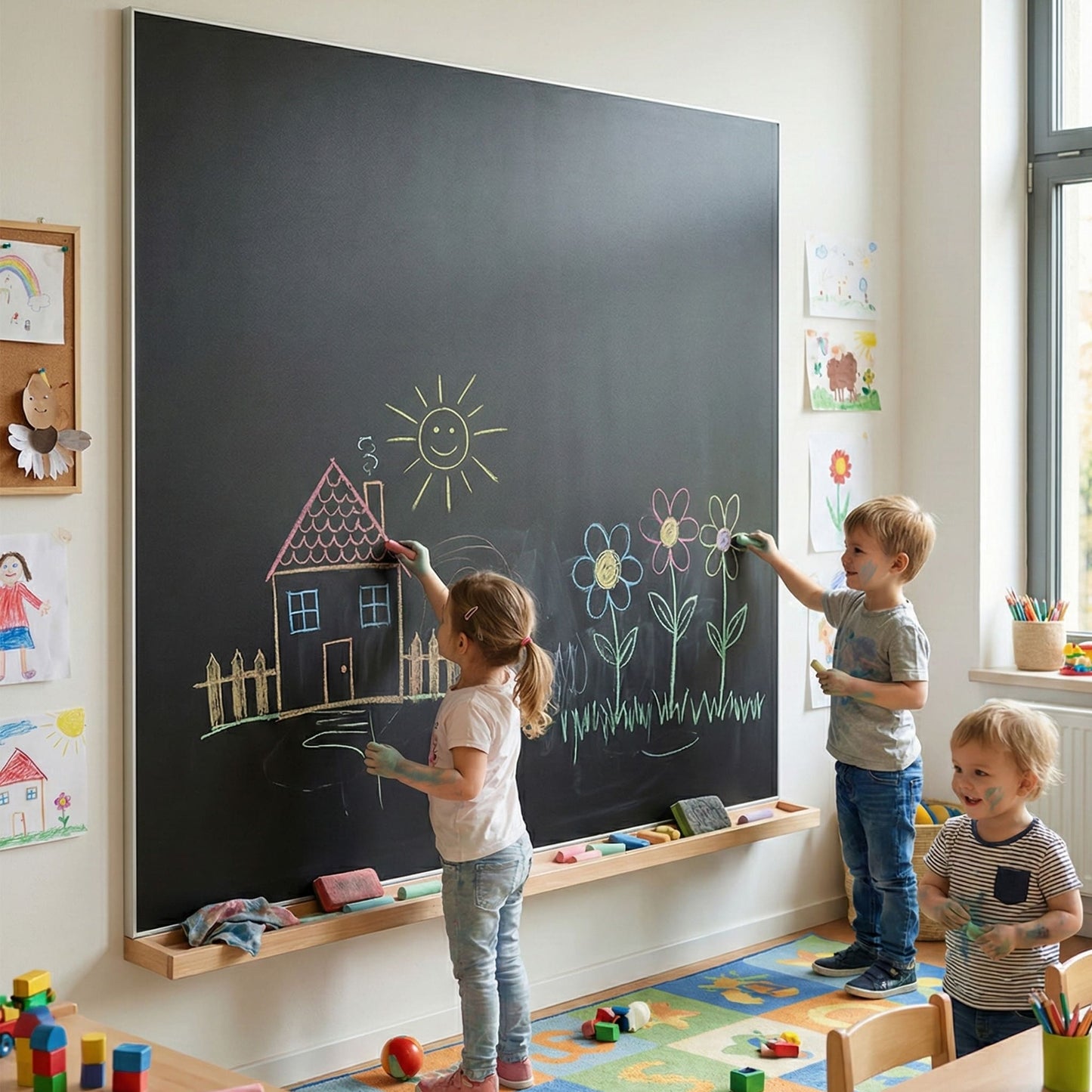 Wandkreidetafel ohne Rahmen 120×120 cm – Indoor | Einzelstücke (B-Ware)