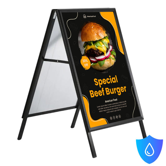 Kundenstopper Alu Classic Wasserfest, DIN A1, Schwarz, Outdoor