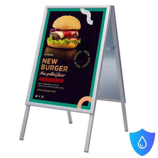 Kundenstopper Alu Classic Wasserfest, DIN A1, Silber, Outdoor