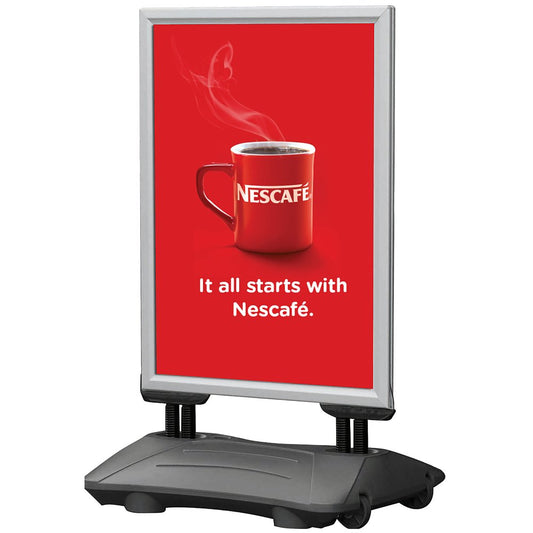 Kundenstopper Alu mit Wassertank, WindPro Basic, Silber, Outdoor