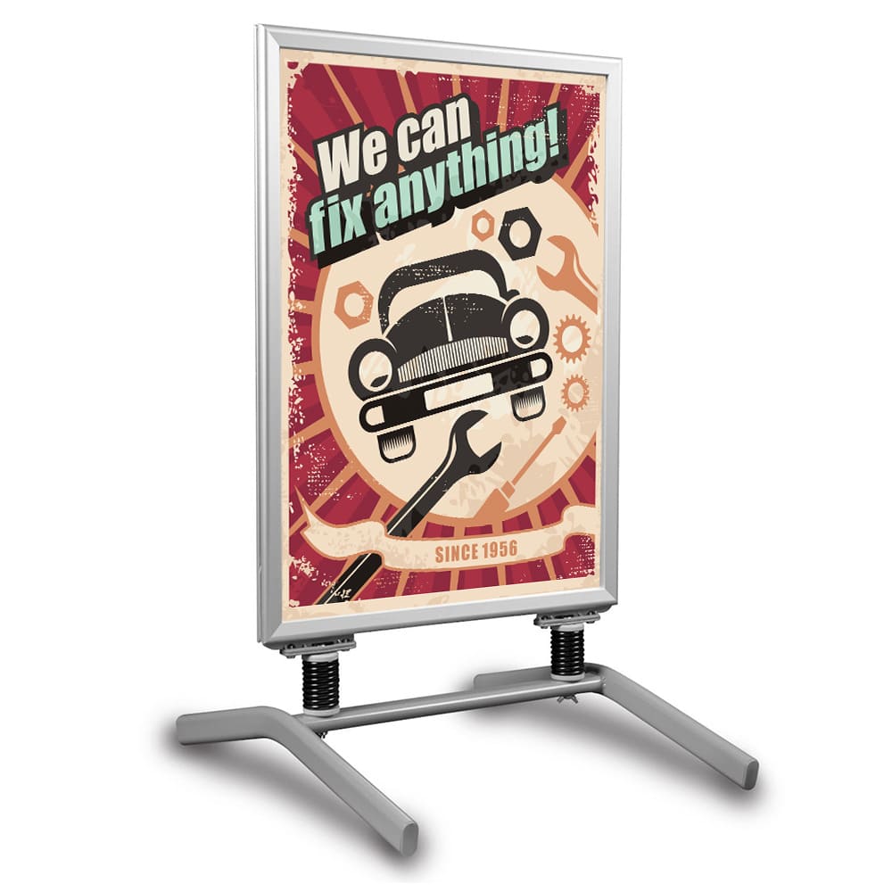 Kundenstopper Alu, Windbreaker DIN A1, Silber, Outdoor