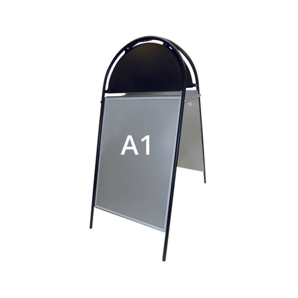 Kundenstopper Stahlrohr Classic mit Logoschild rund, Outdoor