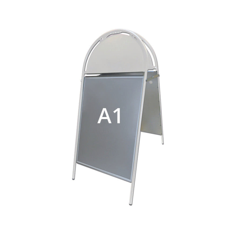 Kundenstopper Stahlrohr Classic mit Logoschild rund, Outdoor