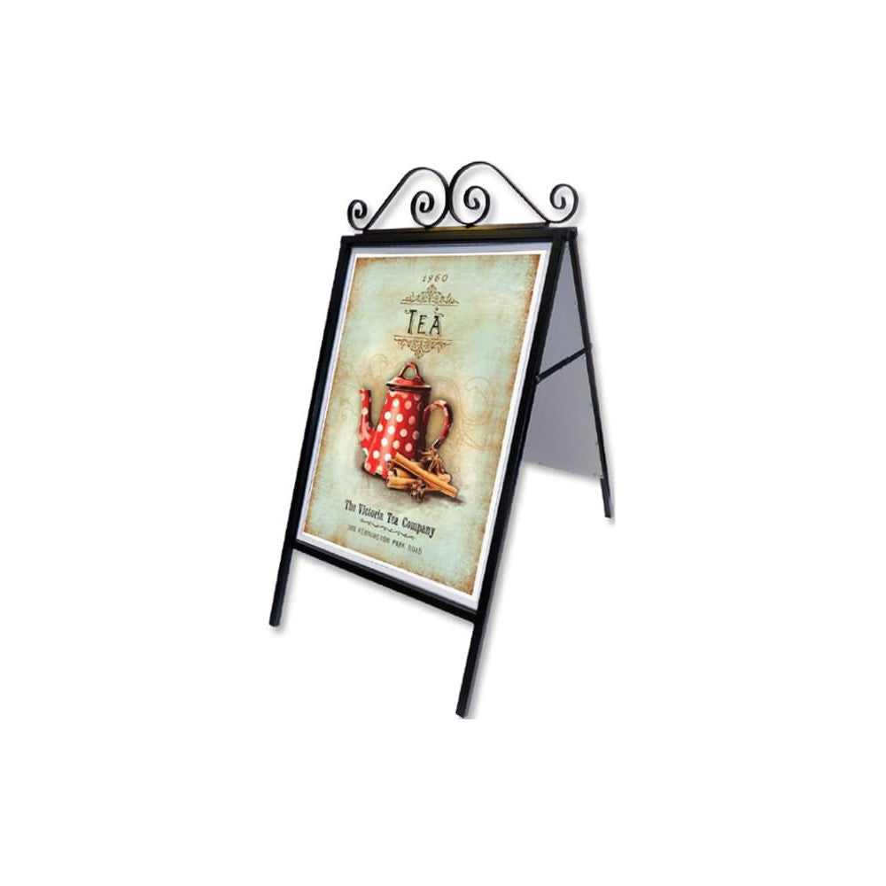 Kundenstopper Antik aus Stahl mit Schmiedeeisen, B2, Schwarz, Outdoor