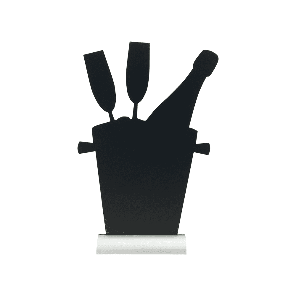 Securit®, Tischkreidetafel Aufsteller mit Aluminiumfuss, "Champagnerkübel" Form-Silhouette, 23x36cm