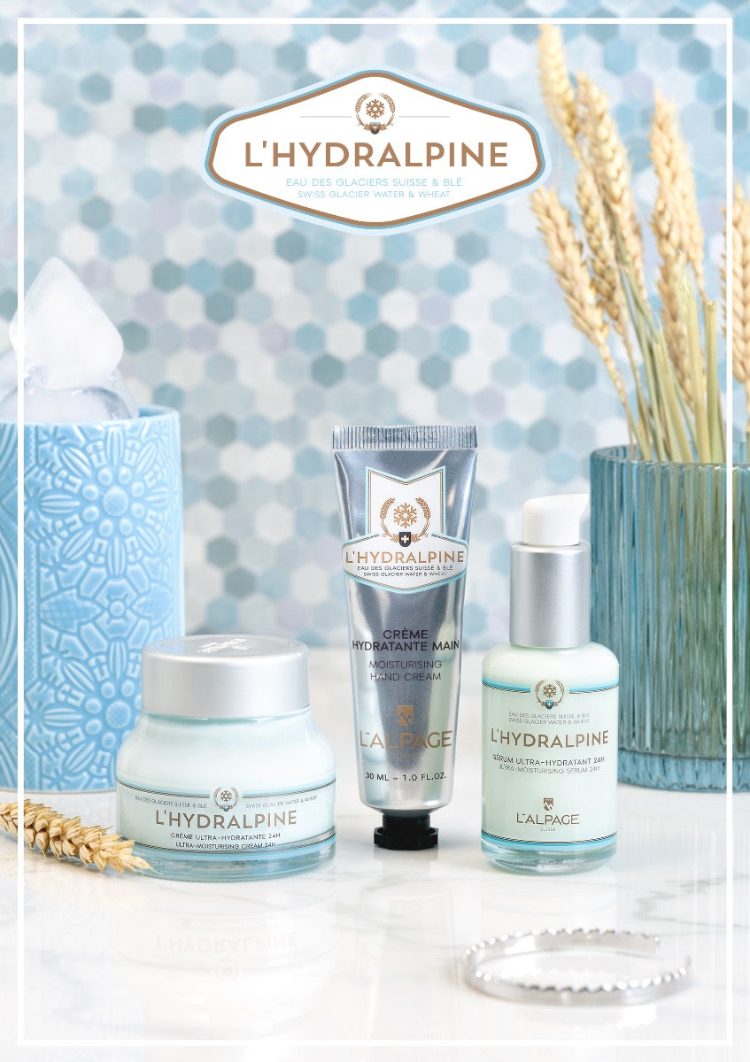 Set ou Coffret Cadeau Crème Visage Hydratante 24h + Sérum Visage Hydratante 24h + Crème Main L'HYDRALPINE