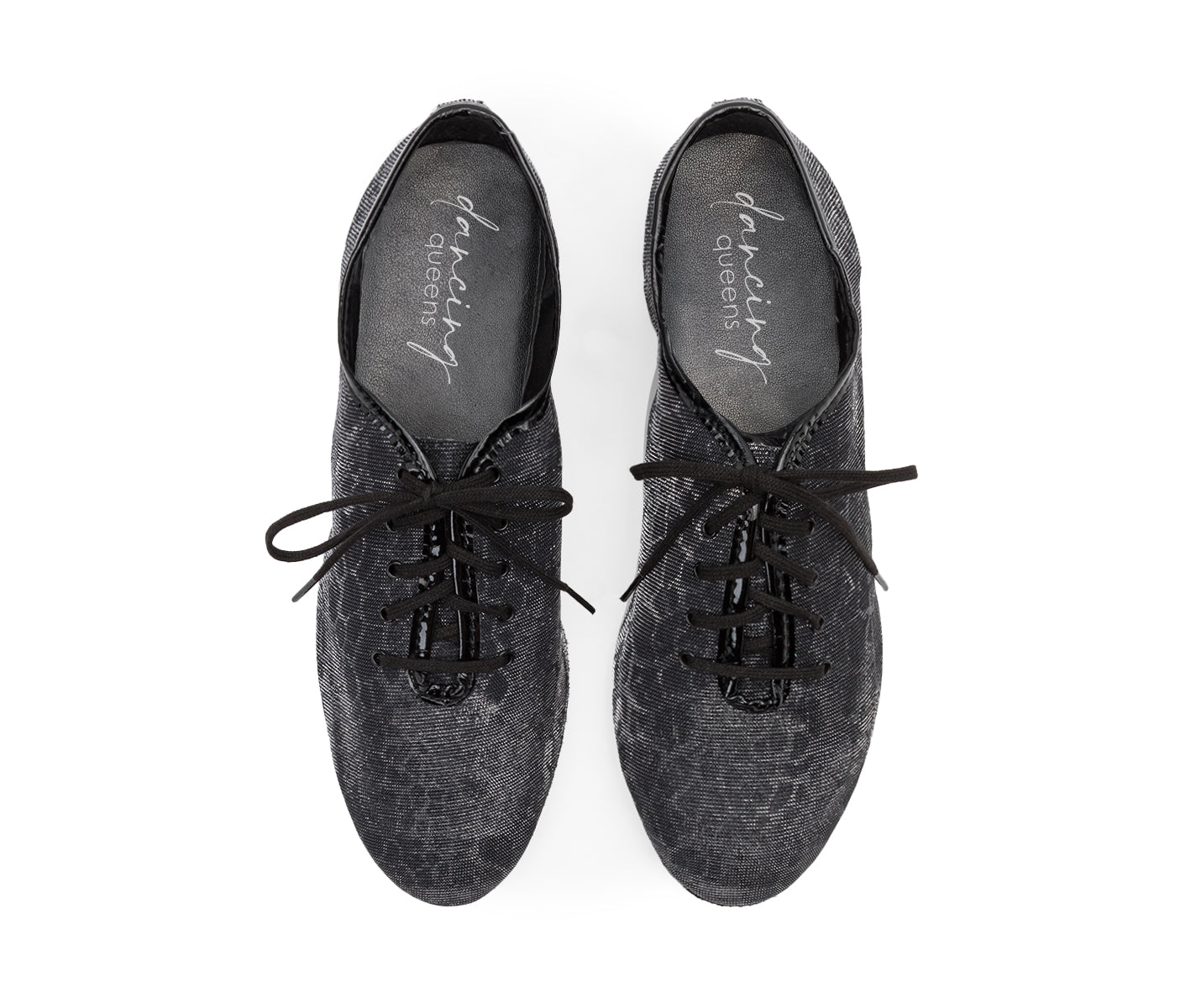Flow Tanzschuhe in Silber & Schwarz Glitter