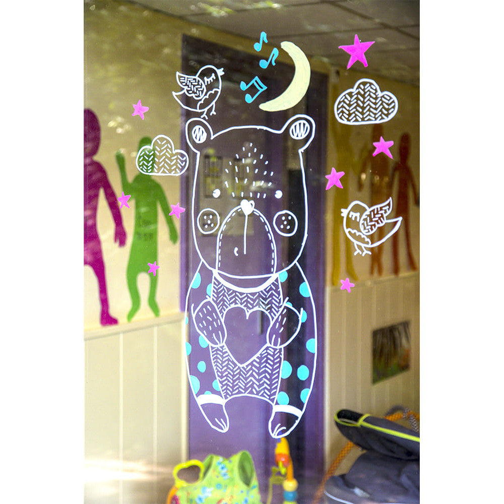 Securit® Fensterschablonen "Windoodle", Format: A2, Thema: Baby, inkl. 1 Securit® Kreidestift, 3er Set